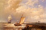 Abraham Hulk Snr A Dutch Pink Heading Out To Sea, With Shipping Beyond painting